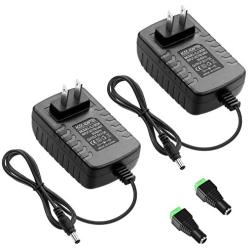 ALITOVE 5V 3A Power Supply Adapter Converter Cord 5.5mm x 2.5mm 2.1mm Plug AC 100V~240V to DC 5 Volt 3000mA 2500mA 15W for WS2812B WS2811 LED Pixel Light CCTV Camera USB-HUB Wireless Router (2 Pack)
