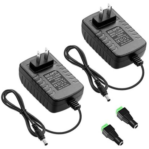 ALITOVE 5V 3A Power Supply Adapter Converter Cord 5.5mm x 2.5mm 2.1mm Plug AC 100V~240V to DC 5 Volt 3000mA 2500mA 15W for WS2812B WS2811 LED Pixel Light CCTV Camera USB-HUB Wireless Router (2 Pack)