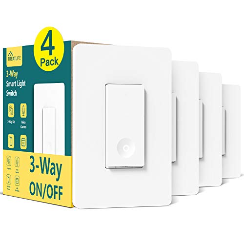 Smart Light Switch, Treatlife 3 Way Smart Switch 4 Pack, Smart Home Light Switch Works with Alexa and Google Assistant, Neutral Wire Required, Remote Control, ETL, Schedule, No Hub Required
