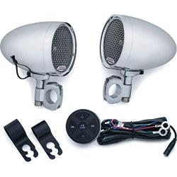 Kuryakyn 2712 MTX Road Thunder Weather Resistant Motorcycle Speakers: 100 Watt Handlebar Mounted Audio Speaker Pods with Bluetooth Audio Controller, Chrome