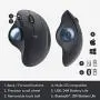 Logitech ERGO M575 Wireless Trackball Mouse, Easy thumb control, Precision and smooth tracking, Ergonomic comfort design, Windows/Mac, Bluetooth, USB - Graphite