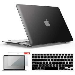IBENZER MacBook Air 11 Inch Case Model A1370 A1465, Soft Touch Plastic Hard Shell Case Bundle with Keyboard Cover & Screen Protector for Apple Laptop Mac Air 11, Black, A11BK+2