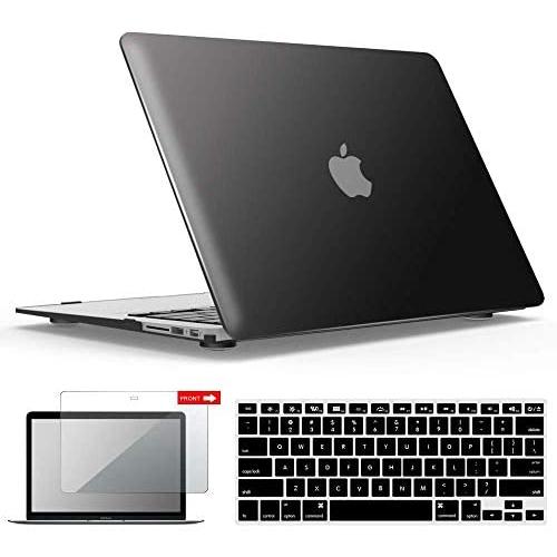 IBENZER MacBook Air 11 Inch Case Model A1370 A1465, Soft Touch Plastic Hard Shell Case Bundle with Keyboard Cover & Screen Protector for Apple Laptop Mac Air 11, Black, A11BK+2