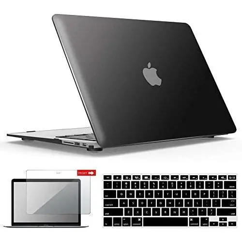IBENZER MacBook Air 11 Inch Case Model A1370 A1465, Soft Touch Plastic Hard Shell Case Bundle with Keyboard Cover & Screen Protector for Apple Laptop Mac Air 11, Black, A11BK+2