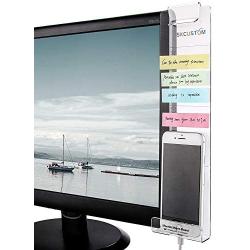 Quadow Monitor Message Board/Computer Monitors Side Panel/Notes Memo Board Message for Monitors,1Set (Left & Right) (with Phone Holder)