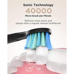 Fairywill Electric Toothbrush for Adults and Kids Accepted by American Dental Association, 8 Dupont Brush Heads & Travel Case 5 Modes Rechargeable Whitening Power Sonic Toothbrush Smart Timer Black