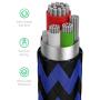TalkWorks iPhone Charger Lightning Cable 6 ft Long Braided Heavy Duty Cord MFI Certified for Apple iPhone 12, 12 Pro/Max, 12 Mini, 11, 11 Pro/Max, XR, XS/Max, X, 8, 7, 6, 5, SE, iPad - Black/Blue