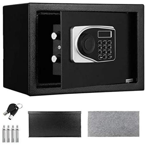 Electronic Security Safe Box, LED Digital Lock Box 0.57 Cubic Feet, 13.7 x 9.8 x 9.8 inches Key Combination Code Safe Box Steel Money Box for Home, Office, Hotel
