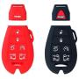BAR Autotech Remote Key Silicone Rubber Keyless Entry Shell Case Fob and Key Skin Cover fit for Chrysler Town, Country Van, Dodge Grand Caravan, Volkswagen Routan (1 Pair) (Black+Red)