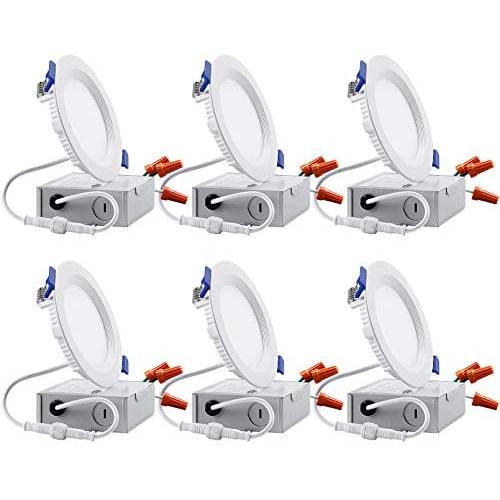 TORCHSTAR 4 Inch 10W LED Recessed Lighting Anti-glare Trim, CRI 90+, Dimmable Airtight Can-Killer Downlight, IC Rated, 5000K Daylight, ETL & Energy Star Listed, Pack of 6