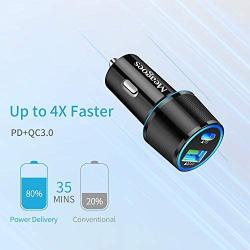 Meagoes USB C Car Charger, 36W 2-Port Fast Charging Adapter with PD&QC3.0 Compatible for Samsung Galaxy S21/S20 Plus/Ultra/S10/S9/Note 20/10, iPad Pro, Google Pixel, iPhone 11/Pro/Max -3ft Type C Cord