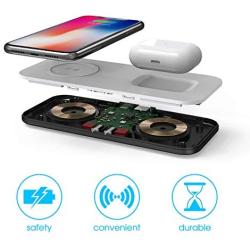 2 in 1 Wireless Charger, Wireless Charging Station, iPhone 12/11 Series/XS MAX/XR/XS/X/8/8 Plus/Samsung, Wireless AirPods/AirPods Pro Charger, White+Black