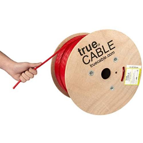 trueCABLE Cat6A Riser (CMR), 1000ft, Red, 23AWG 4 Pair Solid Bare Copper, 750MHz, ETL Listed, Unshielded Twisted Pair (UTP), Bulk Ethernet Cable