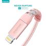 iPhone Charger 6ft, Apple MFi Certified Lightning Cable, Braided Nylon High-Speed Cable for iPhone 11/11 Pro/11 Pro Max/X/XS/XR/XS Max/8/7/6/5S/SE, AirPods/Pro, iPad Mini/Air - Rose Gold