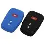 Lcyam Black Blue Soft Material Silicone Key Fob Cover Case 3 Button Fits for Toyota Prius Avalon Corolla Camry RAV4 Smart Keyless Remote