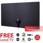 GE Ultra Edge Indoor TV Antenna, Slim Home Decor Reversible Black White, 4K 1080P VHF UHF, Long Range Antenna, Digital, HDTV Antenna, Smart TV Compatible, 6Ft Coaxial Cable, 11264