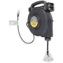 TerraBloom 40 Ft 12/3 Retractable Extension Cord Reel - 2 in 1 Mountable & Portable Power Cord Reel with 3 Electrical Outlets - SJTW Heavy Duty Black Case and Black Cable with Lighted Power Block