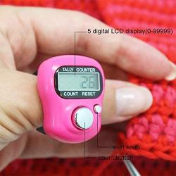 YarnLadies 7 Pcs Case Resettable 5 Digit LCD Electronic Finger Counter Hand Tally Lap Counter Tally Hand 3 Pcs with 25cm Magic Wrist Tape,4 Pcs with Soft Plastic Finger Band