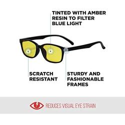 Blue Blocking Glasses: Great for Gamers, Workaholics, Computer Junkies, and Late Night TV Addicts, Amber-Tinted Lenses, Stylish Frames, Blue-Blocking Glasses Help to Fight Eye Strain and Fatigue
