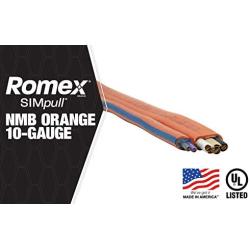 Southwire 63948426 100 10/3 with ground Romex brand SIMpull residential indoor electrical wire type NM-B, Orange
