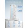 ESHLDTY RGB Power Strip Tower, Waterproof Surge Protector with USB C, 9 Child Proof Outlets 3 USB Ports, Charging Station with Music Sync Lights, 6ft Extension Cord for Gaming Setup Party Workspace