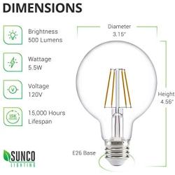 Sunco Lighting 10 Pack G25 LED Bulb, Dimmable, 5.5W=60W, 4000K Cool White, Vintage Edison Filament Globe, 500 LM, E26 Base, Indoor/Outdoor Lights - UL