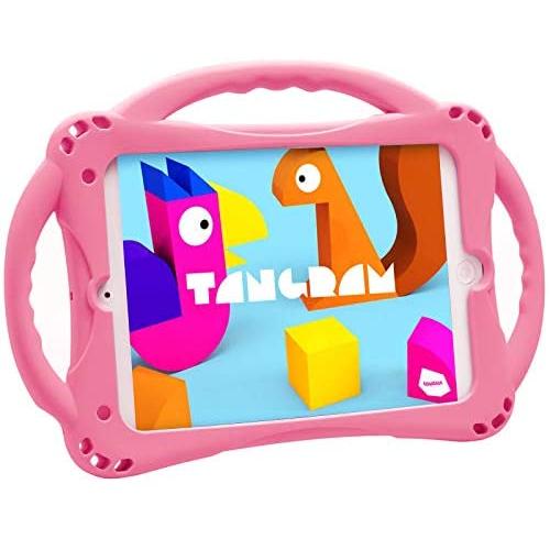 TopEsct Kids Case for iPad Mini 5 4 3 2 1,Silicone Childproof for All Kinds of iPad Mini, Built-in Handle Stand, Comes with a Strap. (Pink)