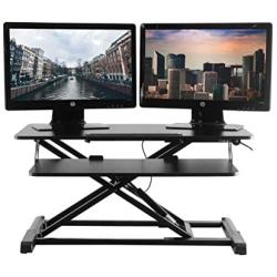 TechOrbits Standing Desk - Stand Up Desk Converter and Monitor Riser - Height Adjustable Sit Stand Tabletop Workstation
