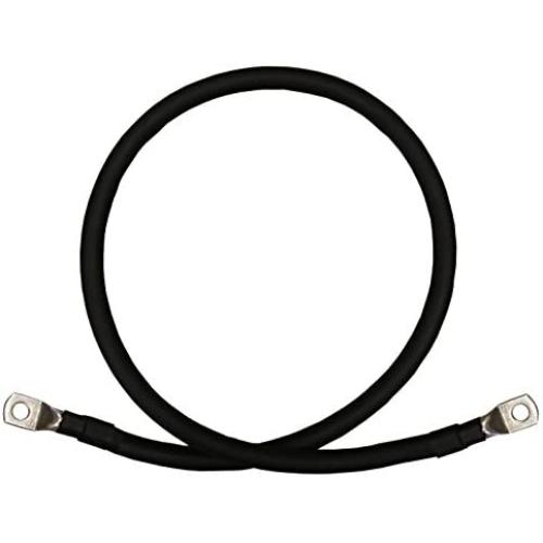 2 AWG 2 Gauge Single Black 1 Foot w/3/8 Lugs Pure Copper PowerFlex Battery Inverter Cables for Solar, RV, Auto, Marine Car, Boat