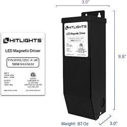 HitLights 100 Watt Dimmable Driver, Magnetic LED Driver - 110V AC-12V DC Transformer. Made in The USA. Compatible with Lutron and Leviton for LED Strip Lights, Constant Voltage LED