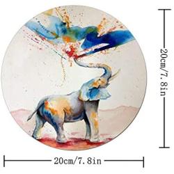 BYBART Mouse Pad, Colorful Rainbow Elephant Mouse Pad Round Non-Slip Rubber Mousepad Office Accessories Desk Decor Mouse Pads for Computers Laptop