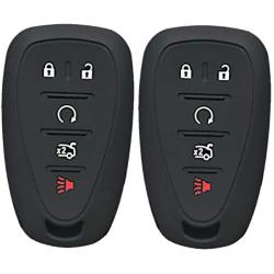 Qty(2) Alegender Silicone 5 Buttons Smart Key Cover Case Fob Holder Bag Keyless Protector Fit for 2017 2018 2019 Chevy Malibu Camaro Sonic Cruze Volt Equinox Chevrolet HYQ4EA