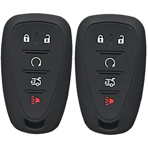 Qty(2) Alegender Silicone 5 Buttons Smart Key Cover Case Fob Holder Bag Keyless Protector Fit for 2017 2018 2019 Chevy Malibu Camaro Sonic Cruze Volt Equinox Chevrolet HYQ4EA