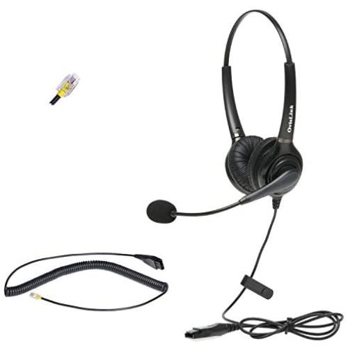 Dual Ear Cisco Headset | Noise Canceling Microphone Headset Compatible with Cisco Phones with RJ9 Headset Jack | RJ9 Headset Quick Disconnect Cord Included | HD Voice Quality | Comfortable