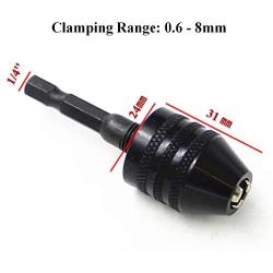 aiyun Hex Shank Keyless Drill Chuck - 2Pcs Quick Change Adapter Converter drill adapter (0.6-8mm,0.3-3.6mm)