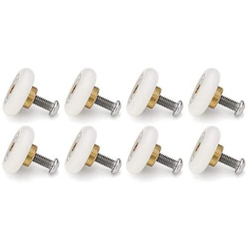 Set of 8 Dia 19mm Stainless Steel Shower Door Wheels Rollers Runners, White, 19mm x 5mm (Stainless steel-8PCS)