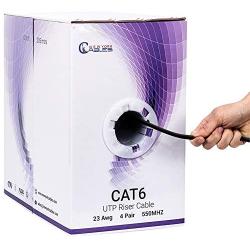 Newyork Cables Cat6 Riser (CMR) 1000ft - 4 Pair Solid 23AWG, Ethernet Cable 1000 ft Outdoor - 550MHz 10 Gigabit Speed, Unshielded Twisted Pair (UTP), Bulk Ethernet Cable - Black