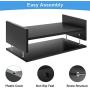 Marbrasse Monitor Stand Riser, 16.5 Inch 2 Tier Computer Monitor Stand, Printer Shelf Stand for Laptop Computer Screen Storage, Desktop Organizer with Phone Holder and Cable Management Black