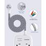 6 Outlets Power Strip Flat Plug with 3 USB Charing Ports (3.1A, 15W), 6Ft Braided Extension Cord, Wall Mountable Outlet Extender with Overload Protection Switch for Home Office Cruise Ship , White