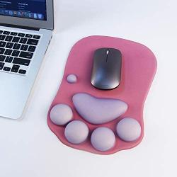 Cat Paw Mouse Pad with Wrist Support Soft Silicone Wrist Rests Wrist Cushion Comfort Mouse Pad Computer Mouse Mat Desk Decor Green(10.7x7.8x0.9) (Rose Red)
