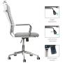 LUCKWIND Ergonomic Office Chair Ribbed Leather Swivel - Adjustable Height Tilt Arm Sleeves Lumbar Support High Back Upholstery Executive Modern Conference Computer Chrome Wheel Caster 350lbs (Grey)