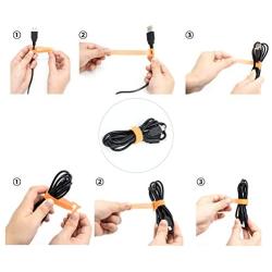 Patu Reusable Fastening Cable Ties - 60 Pcs (30 pcs 4'' & 30 pcs 8'') Microfiber Cloth Hook and Loop Cord Management Wire Organizer Straps, Assorted Colors