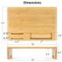Amada 16 inch Computer Monitor Riser Stand - Bamboo Desk & Tabletop Organizer for Home and Office Monitor Mount Computer Laptop Cellphone Printer Stand-AMBMS03