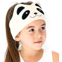 CozyPhones Kids Headphones for Girls Volume Limited with Thin Speakers & Super Soft Stretchy Headband - Perfect Toddlers & Children’s Earphones for Home, School & Travel - Ivory Panda