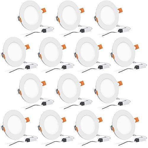 Hyperikon 4 Inch LED Recessed Lighting Slim Downlight, 9W=60W Dimmable Halo Lights with Driver Box, UL, Daylight White, 14 Pack