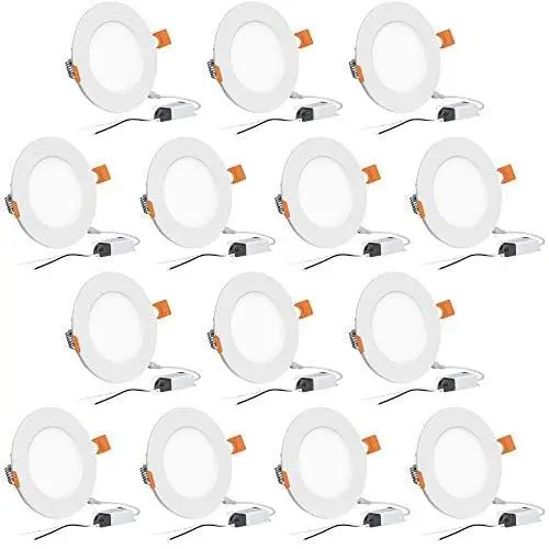 Hyperikon 4 Inch LED Recessed Lighting Slim Downlight, 9W=60W Dimmable Halo Lights with Driver Box, UL, Daylight White, 14 Pack