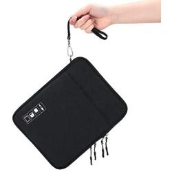 Cable Organizer Bag, Jelly Comb Electronics Organizer Cable Storage Bag Travel Accessories Cord Organizer for Charging Cable, Power Bank, Tablet (Up to 11) and More-Black