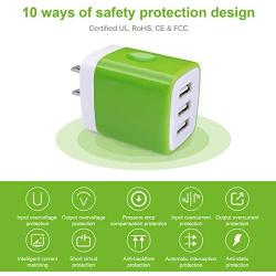 Charger Plug, Charging Block Sicodo 5-Pack 3.1Amp 3-Port USB Charger Cube for iPhone X/8/7/6S/6S Plus/6 Plus/6, Samsung Galaxy, LG, HTC, Moto, Kindle Charger Box (5Pack:Black+Green+Blue+Purple+Rose)
