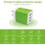 Charger Plug, Charging Block Sicodo 5-Pack 3.1Amp 3-Port USB Charger Cube for iPhone X/8/7/6S/6S Plus/6 Plus/6, Samsung Galaxy, LG, HTC, Moto, Kindle Charger Box (5Pack:Black+Green+Blue+Purple+Rose)