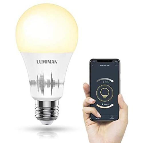 Smart Light Bulb, Tunable, Soft White to Daylight, Wifi Smart Bulb, 60 Watt Equivalent, A19 E26 Edison Bulb, Compatible with Alexa and Google Home, Lumiman LM520